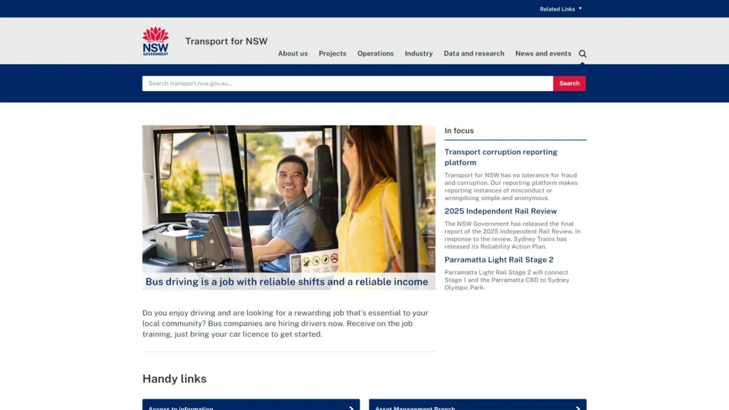 Transport NSW website