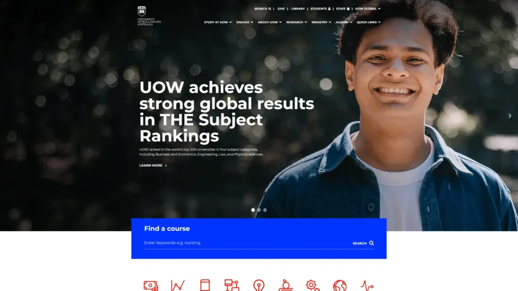 University of Wollongong website