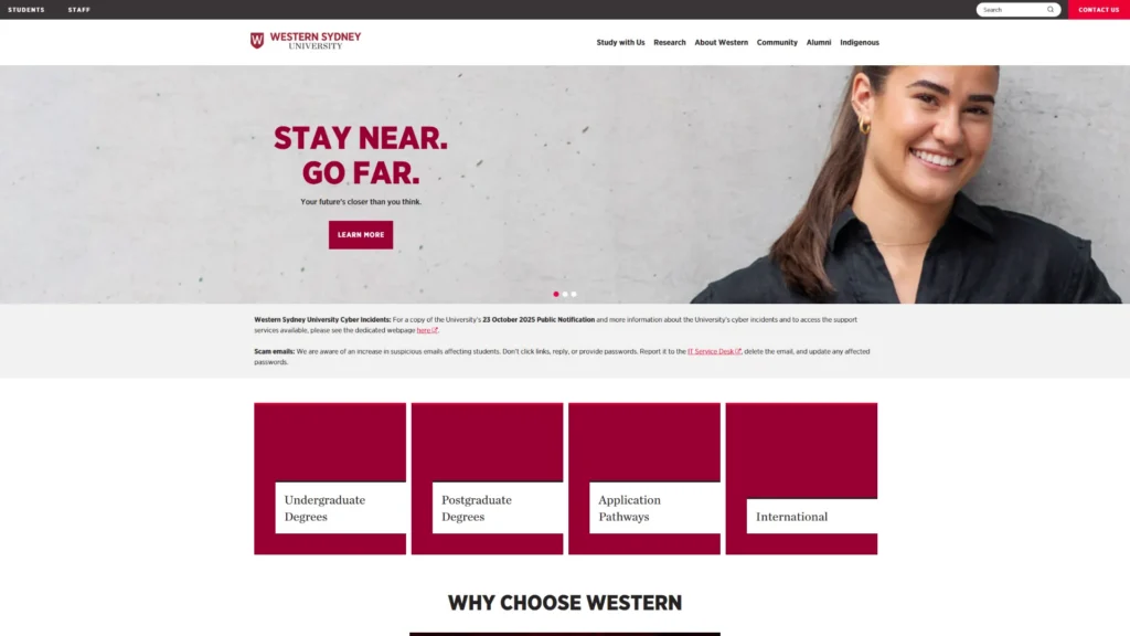 Western Sydney University website